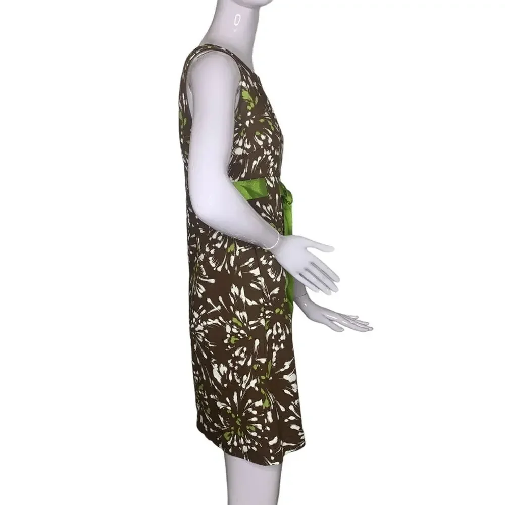 Kim Rogers Bodycon Dress size 8P Brown And Green Floral Print
